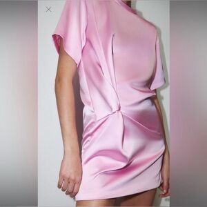 Zara Pink SATIN EFFECT MINI DRESS - Medium